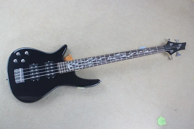 Cheap New arrival Black 4 string left bass guitar, rosewood fingerboard, free shipping!
