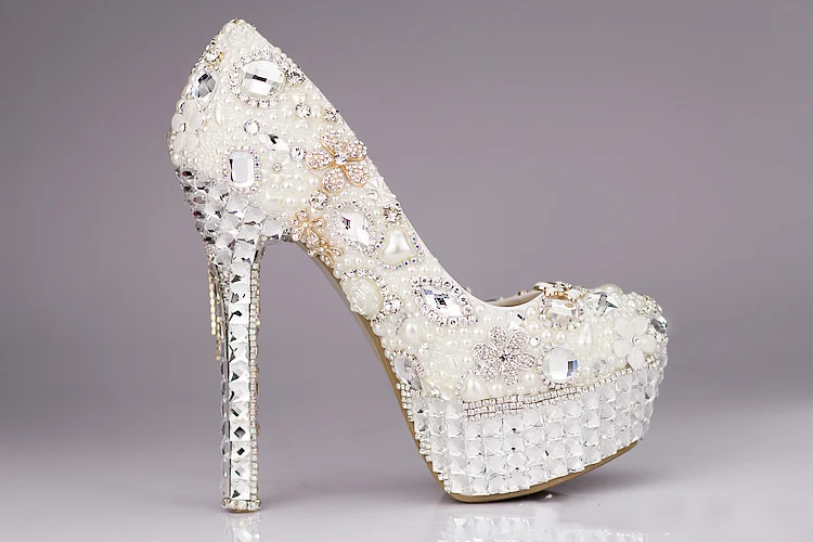 11_Womens Wedding Luxury Shoes Sale Online Diamond Bow Super High Heel Platform Crystal Tassel Pearl Bridal Pumps High Quality