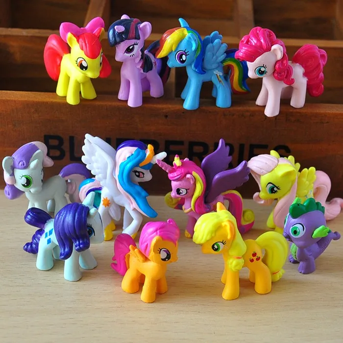 

Free shipping 12pcs My Anime Princess Celestia Twilight Sparkle Rainbow Dash Unicorn Rarity Kunai Horse Figures toys for gift