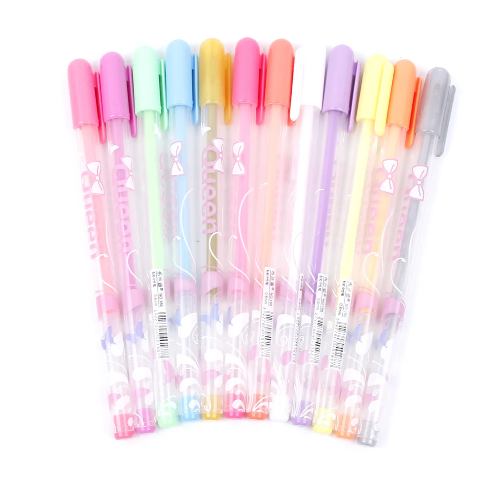 

12 colors Kawaii Colored Ink Gel Pen Cute Watercolor Marker Water Chalk Pens for Photo Album Scrapbook Decor