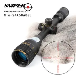 Снайпер NT 6-24X50 AOGL Охота Riflescopes тактический оптический прицел полный размер стекло гравированное сетка RGB подсветкой прицел