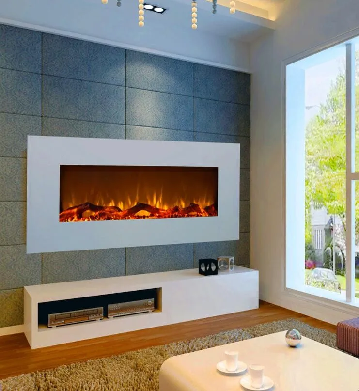 

50 inch white color wall mounted electric fireplace heater