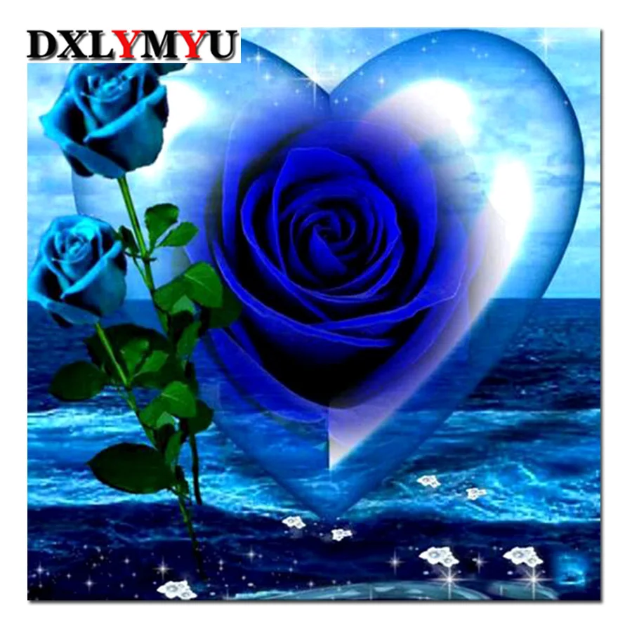 

DIY 5D Full Square DIY Diamond Painting Blue love rose diamond Embroidery Cross Stitch Rhinestone Diamond Mosaic Home Decoration