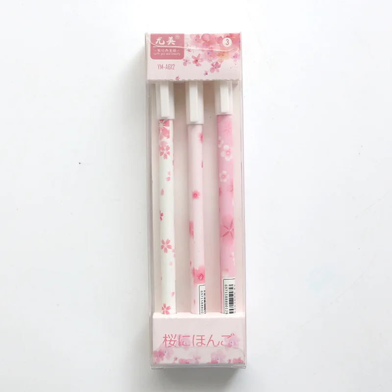 Sakura 3 шт./компл. зеленых растений Sakura гелевая ручка в виде фламинго школьные канцелярские товары Студенческая Канцелярия с черными чернилами 0,5 мм - Цвет: Sakura