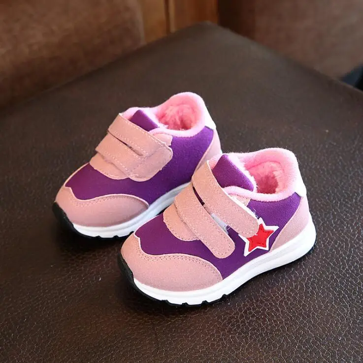 Winter Baby girls boys Casual sport Shoes Toddler shoes add cotton warm shoes Five star 2color 