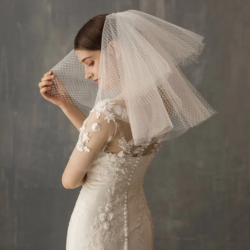 

Fashion Wedding Veil Bridal Veil Bride Accessories Simple Tulle White Two Layers Short Women Veils With Comb