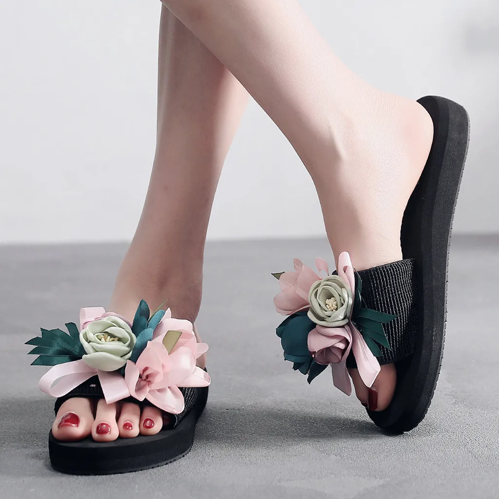 

SAGACE 2019 New Women Sandals Fashion Bohemian Flower Wedges Slippers Summer Non-slip Beach Shoes Indoor Outdoor Platform June3