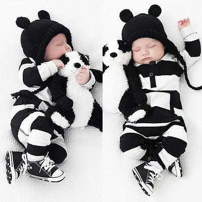 

Super Cute Infants Baby Girls Boys Zebra Stripe Rompers Clothes Infant Babies Long Sleeve Romper Outfits 0-3Y Clothing