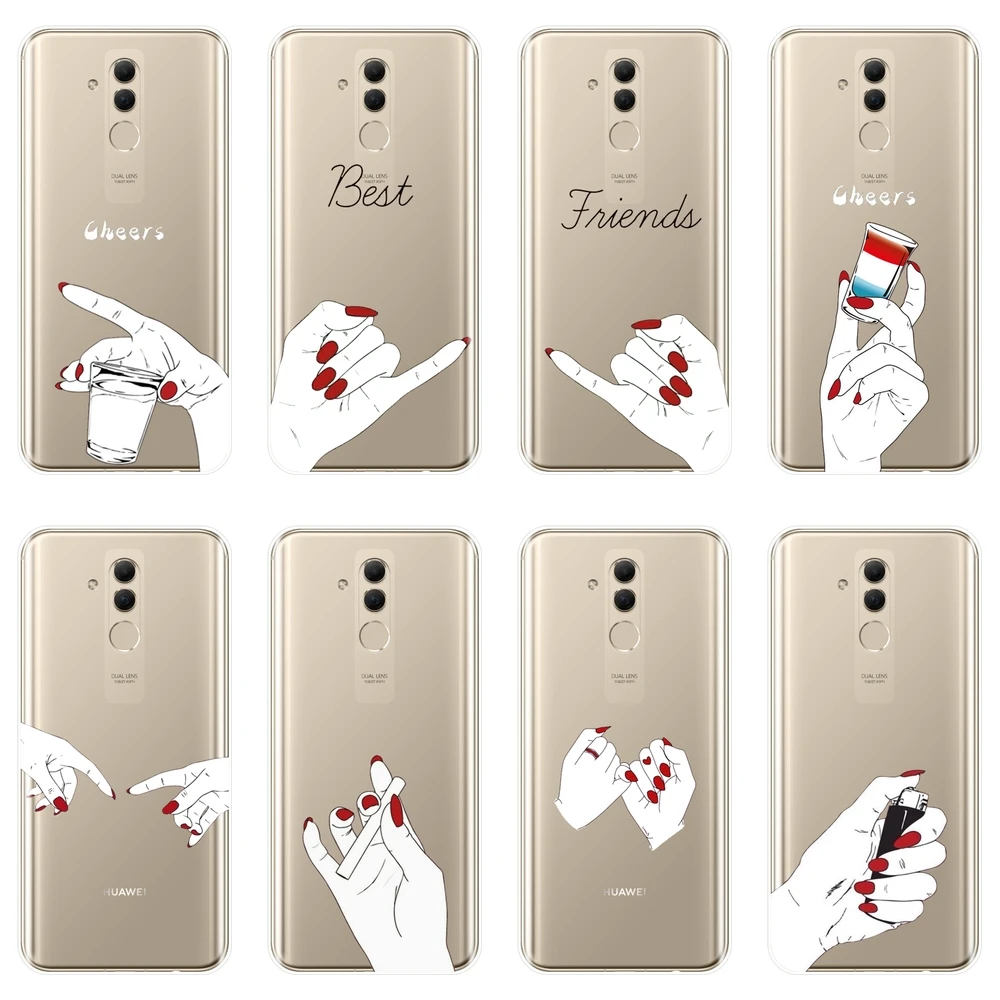 ТПУ задняя крышка для Huawei Mate 7 8 9 10 20 Lite силиконовый мягкий лучший друг милый чехол