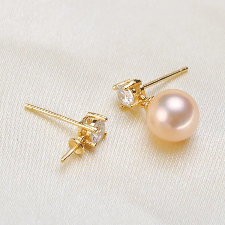 

HOT High Quality 925 Sterling Silver Stud Earrings Settings DIY Pearl Earring Hooks Findings Women's Jewelry Making Accessories