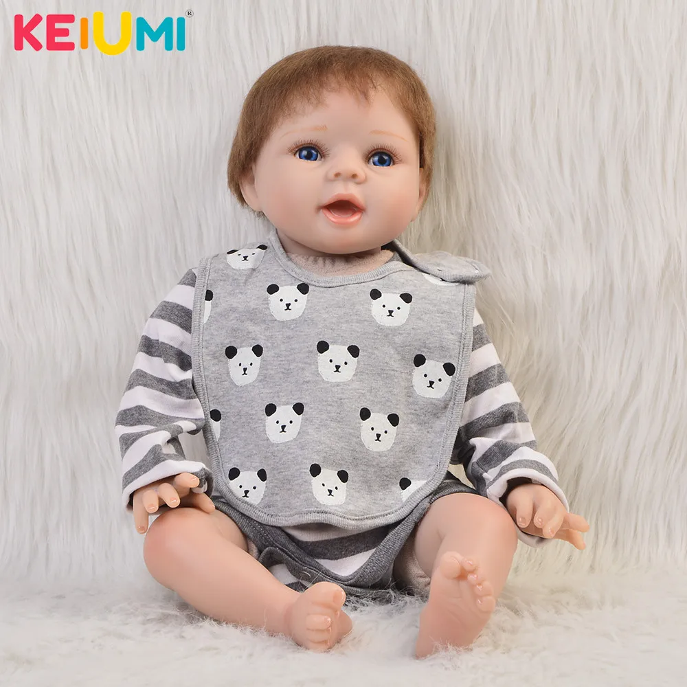 

55 cm Big Mouth doll Reborn Soft Silicone Vinyl Newborn Dolls For Boy 22'' Lifelike Baby Wholesale Gift Toys Doll Cloth Body