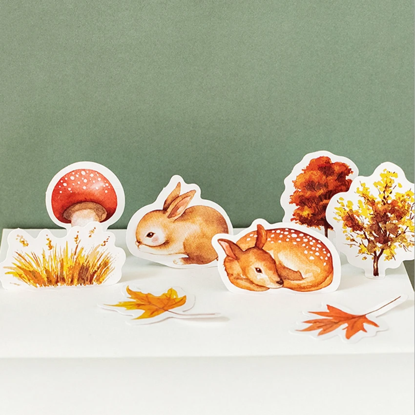 46Pcs/pack Kawaii Autumn forest Sticker Cute Animals Mini Paper Sticker Decoration DIY Ablum Diary Scrapbooking Label