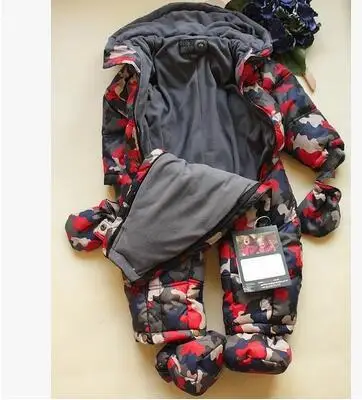 Зимние детские комбинезоны; уличные камуфляжные комбинезоны с подкладкой из флиса; плотная теплая пуховая одежда из хлопка