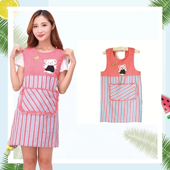 

Cartoon Bear Apron With Pocket Chef Kitchen Cooking Baking Apron Home Household Cleaning Aprons For Adult Women Lady Pinafore