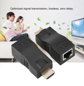 

2x HDMI 30m To RJ45 Network Cable Extender Converter Repeater Over CAT-5e CAT6