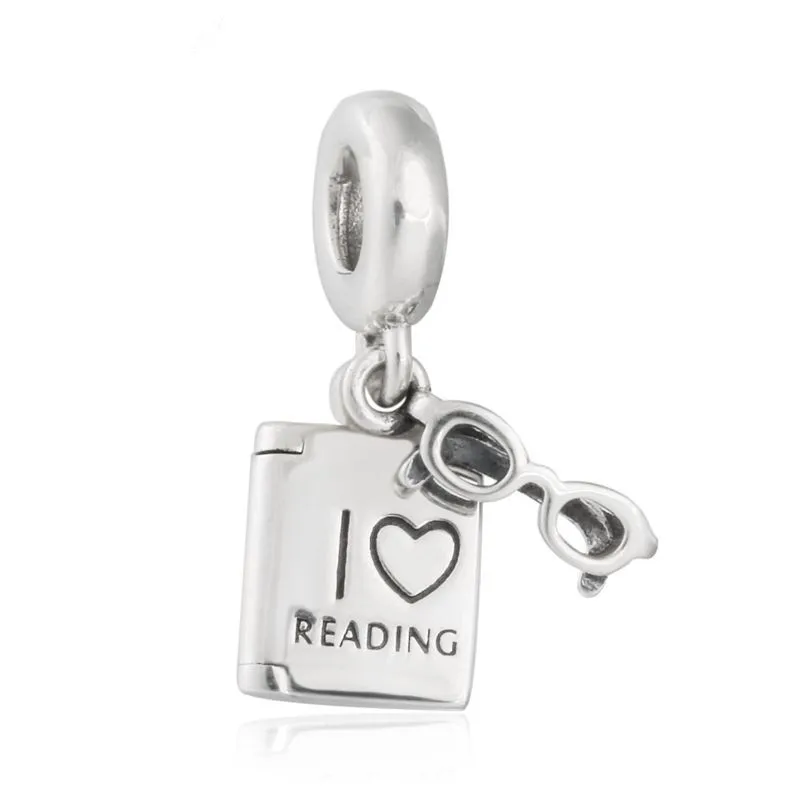 2017 New I Love Reading Hanging Charms 925 Sterling Silver Jewelry
