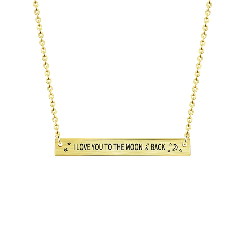 

I LOVE YOU TO THE MOON AND BACK Necklaces Simple Bar Pendant Promise Jewelry 2017 Collier Femme Choker Honeymoon Gifts Rose Gold