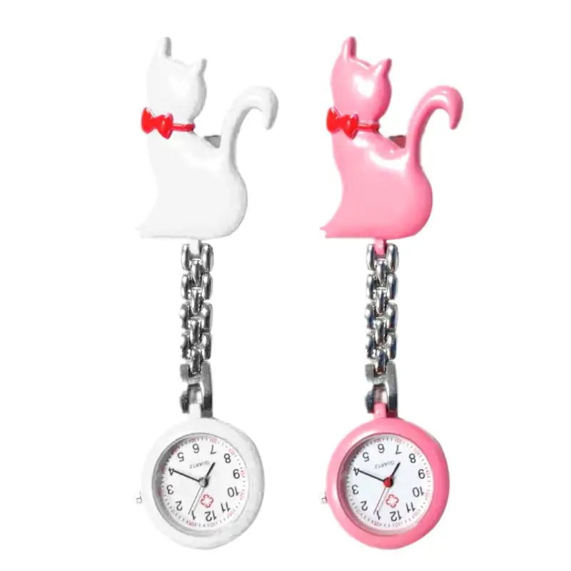 Pocket Watches Clip-Doctor Cartoon Charm-Pendant Hang Women Fashion Cat Jewelry Hanging-Supplies