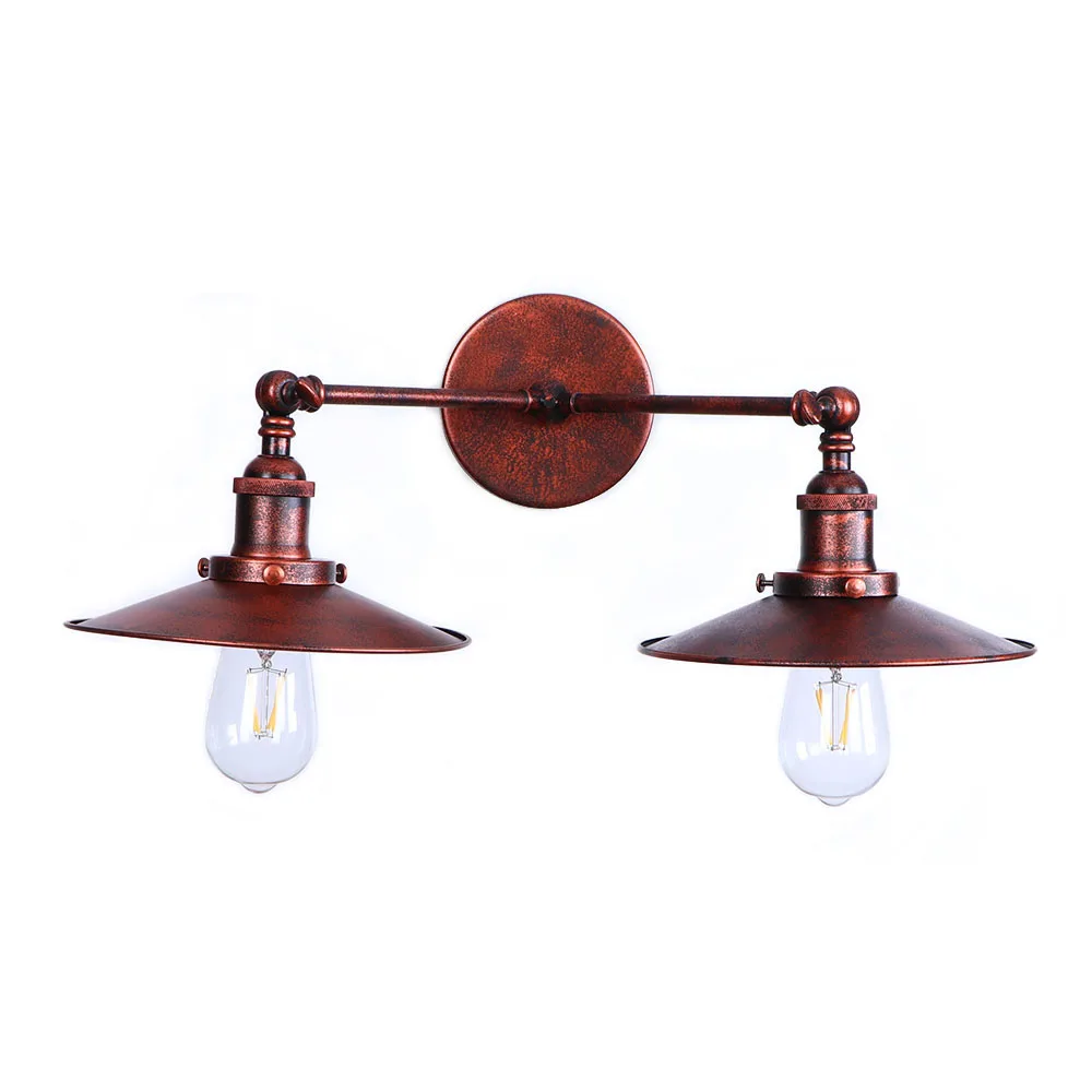 

Rusty Iron American Village Wall Lamp E27 Bulb with lampshade restaurant led wall lamp Industrial wall light RWL0012
