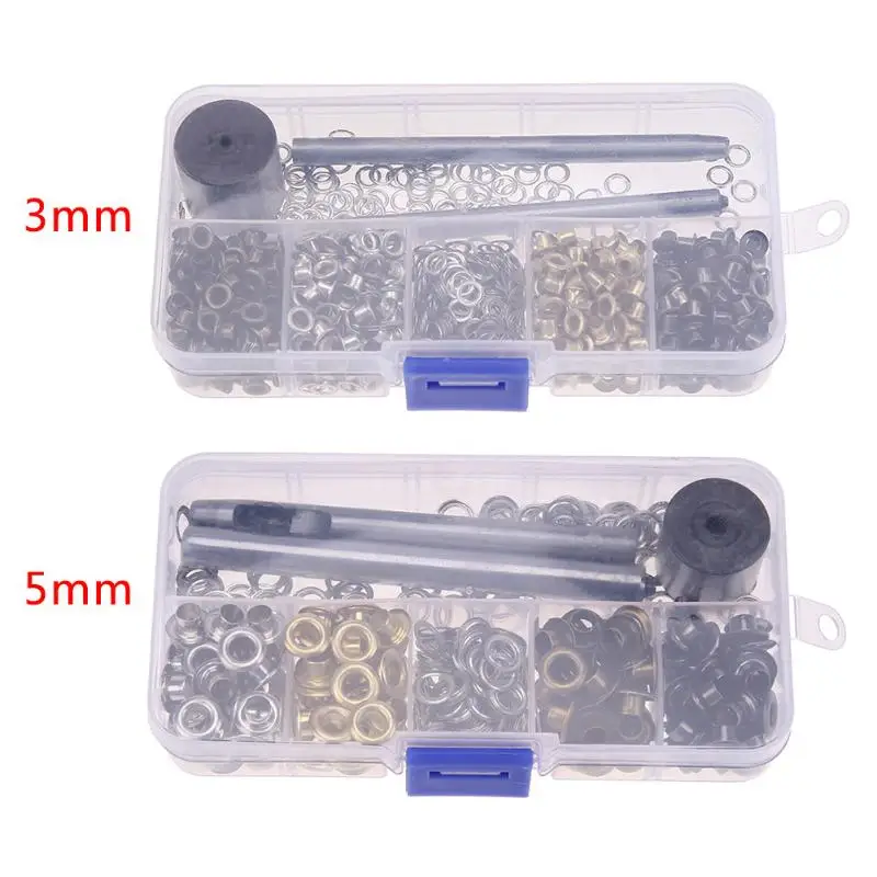 

Metal Eyelet Die Tool Set Scrapbook DIY Leather Craft Hole Clothes Accessories with 3pcs Hand Eyelet Punch Die Knocking Tool