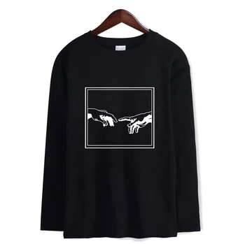 

TJ Garment New Long Sleeve T Shirt David Michelangelo statue Bubble gum chewing gum Print Cotton/Polyester Casual O Neck