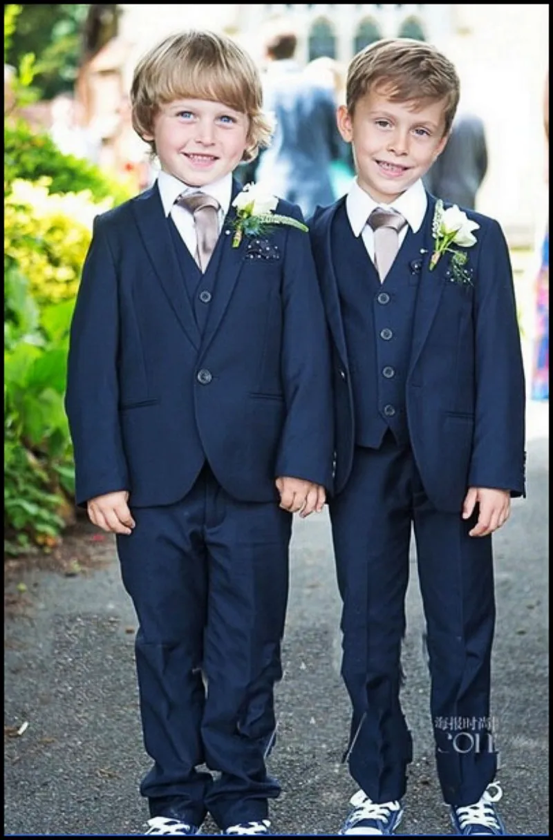 Лидер продаж, детская одежда на заказ Стильный дизайнерский Свадебный костюм для мальчиков, наряд для мальчиков темно-синего цвета(куртка+ штаны+ галстук+ жилет), смокинг - Цвет: Небесно-голубой