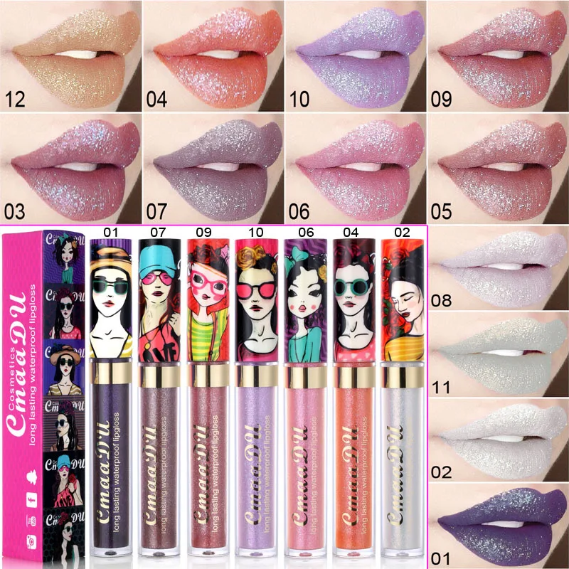 

Beauty Girl Liquid Lip Gloss 12 Color Matte Lip Gloss Chameleon Magic Color Lipstick Diamond Flash Lipstick Beauty