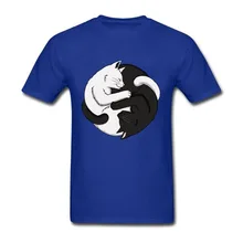 Black and White Custom Made Simple Style Short Sleeve Man Tee shirts New Style Mens T Shirts Yin Yang Cats t-shirts