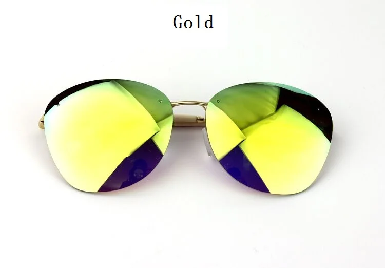 Высокое качество, женские солнцезащитные очки без оправы, модные, брендовые, дизайнерские, с зеркальным покрытием, солнцезащитные очки, Oculos De Sol Feminino, Ретро стиль, мужские, 104 м - Цвет линз: Золотой