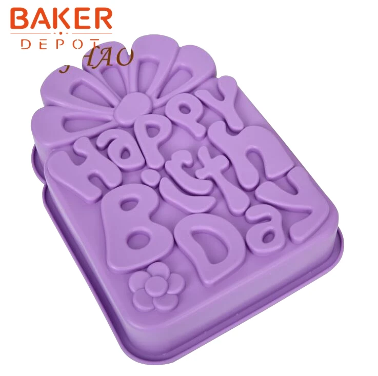 BAKER DEPOT Silicone Mold for Birthday Cake Happy Birthday Big Cake