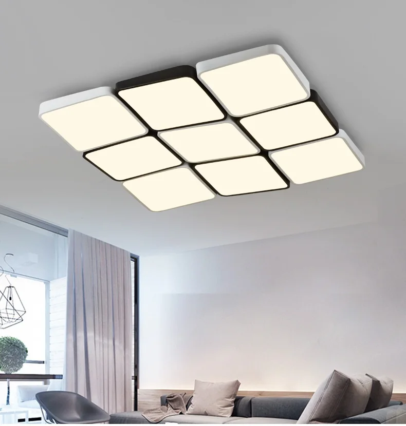 

LED remote control Ceiling lamps ultra-thin living room Ceiling lights square rectangle cube bedroom study lighting 110-240V