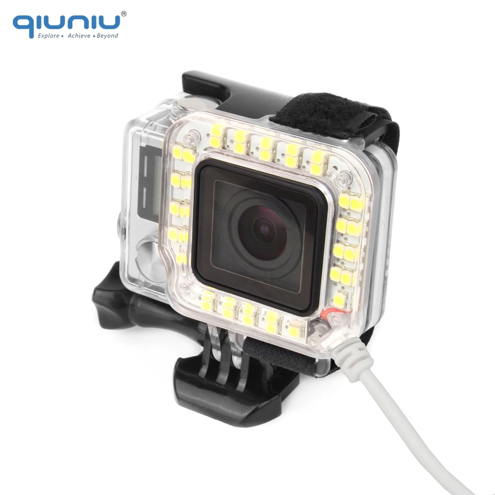 Светодиодная подсветка QIUNIU для GoPro Hero 4 usb кабель ночной съемки аксессуары камеры