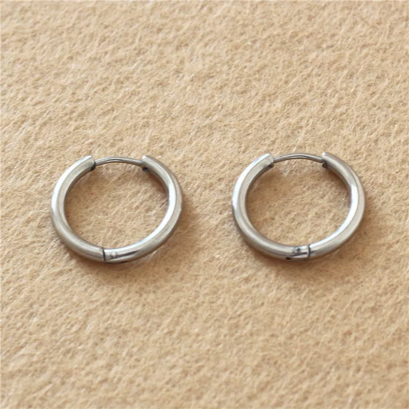 

Size 16mm Round Trendy Brief Titanium Stainless Steel Men Earring Hoop Earrings For Women Classic Jewelry