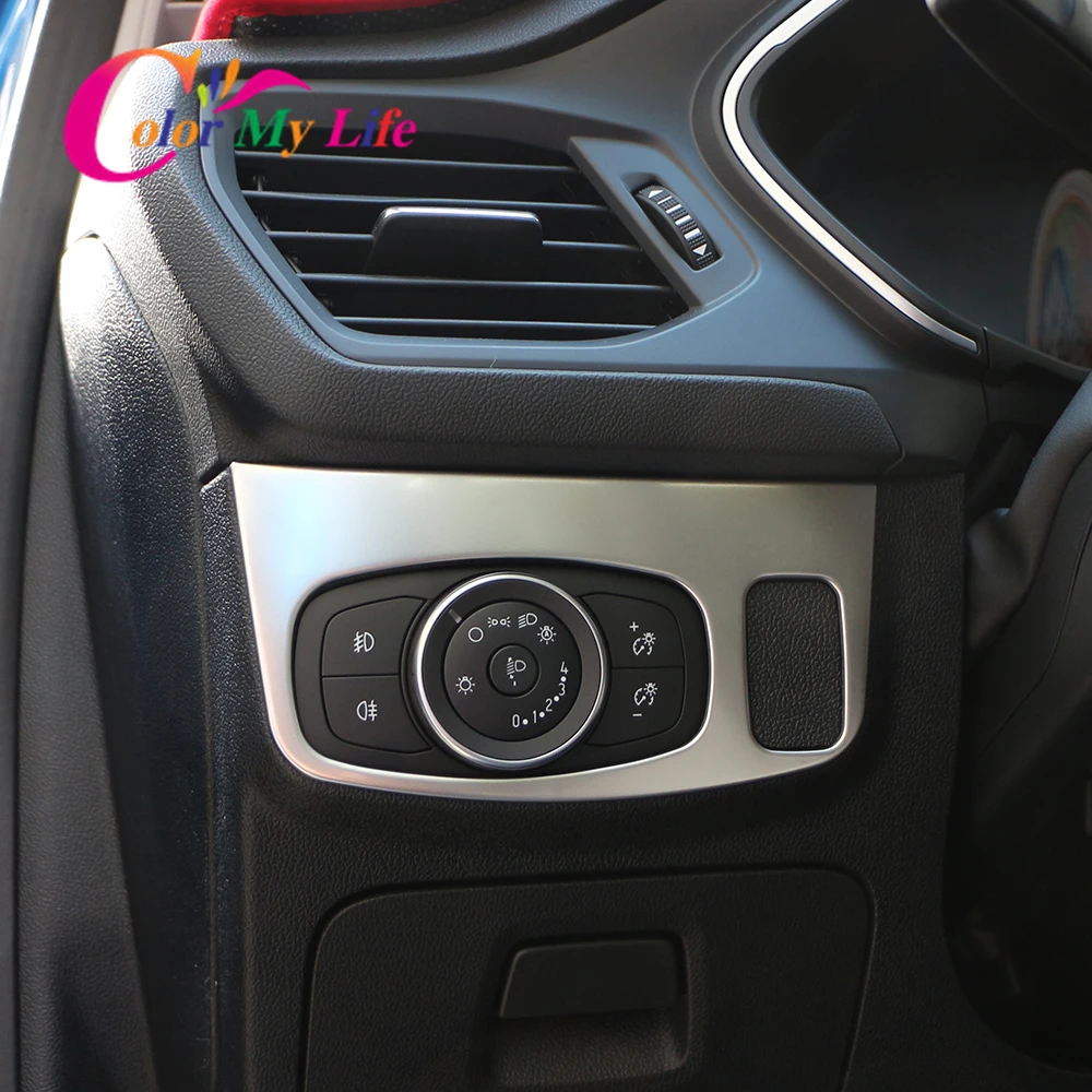 

For Ford Focus LHD Sedan 2019 2020 Car Headlight Switch Buttons Decorative Frame Cover Trim Dashboard Interior Molding Sticker