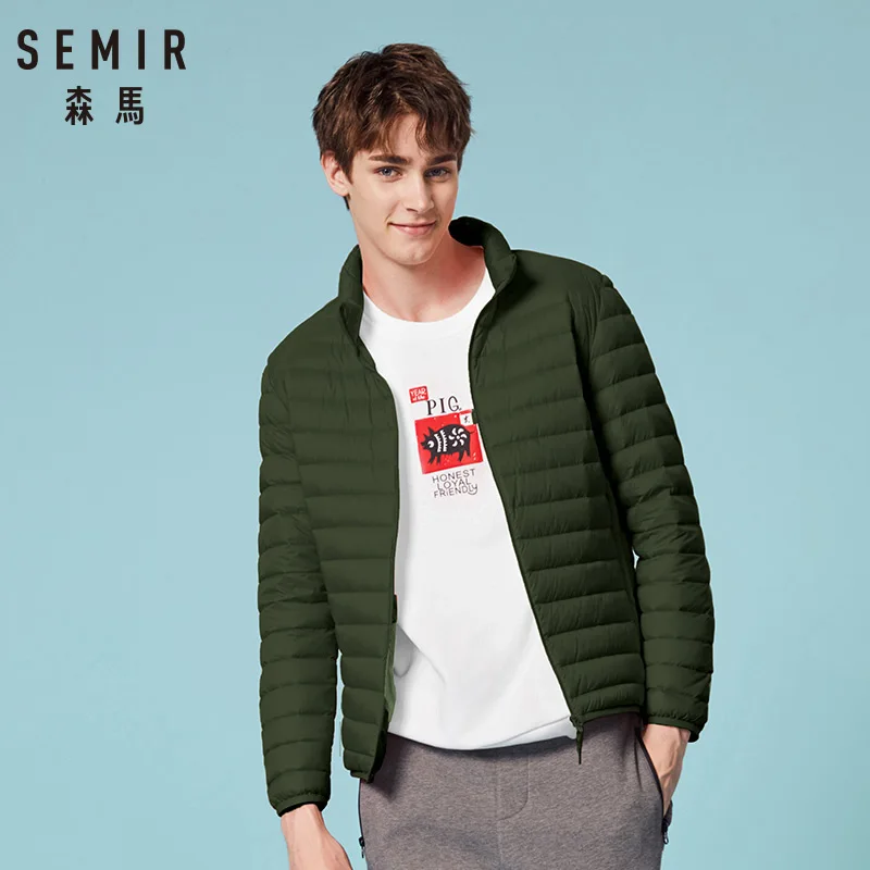 SEMIR 2018 пуховая куртка мужская зимняя портативность теплый 90% белый утиный пух с капюшоном воротник из натурального меха человек пуховое