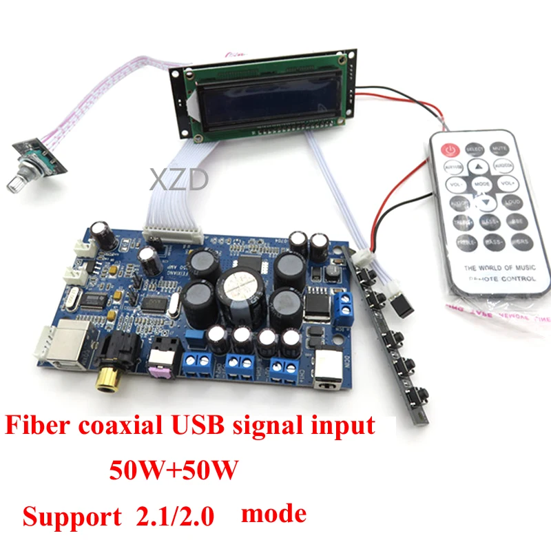 Lusya STA350 2.1 High Power Amplifier Board 25W*2+50W With coaxial fiber USB input Support 2.1 / 2.0 mode T0165
