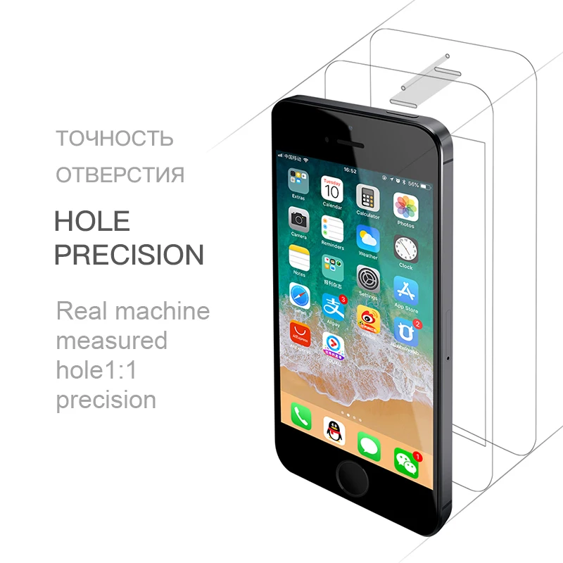 ESVNE 10D защитное стекло с полным покрытием для iPhone 5S 5 SE защита экрана закаленное