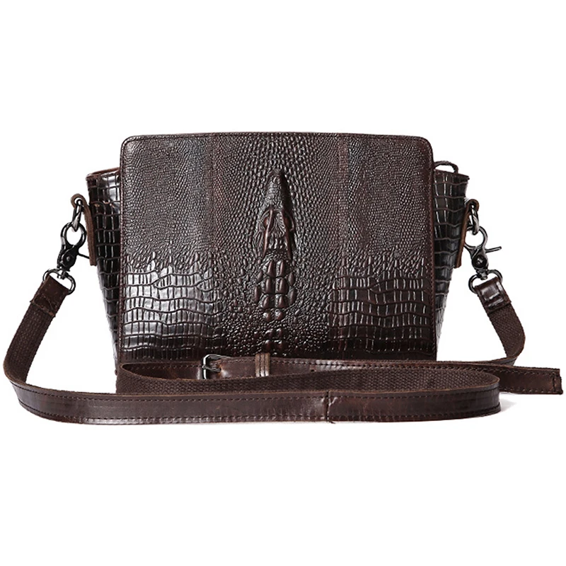 Сумка мессенджер из воловьей кожи с текстурой под крокодила|messenger shoulder bag|shoulder