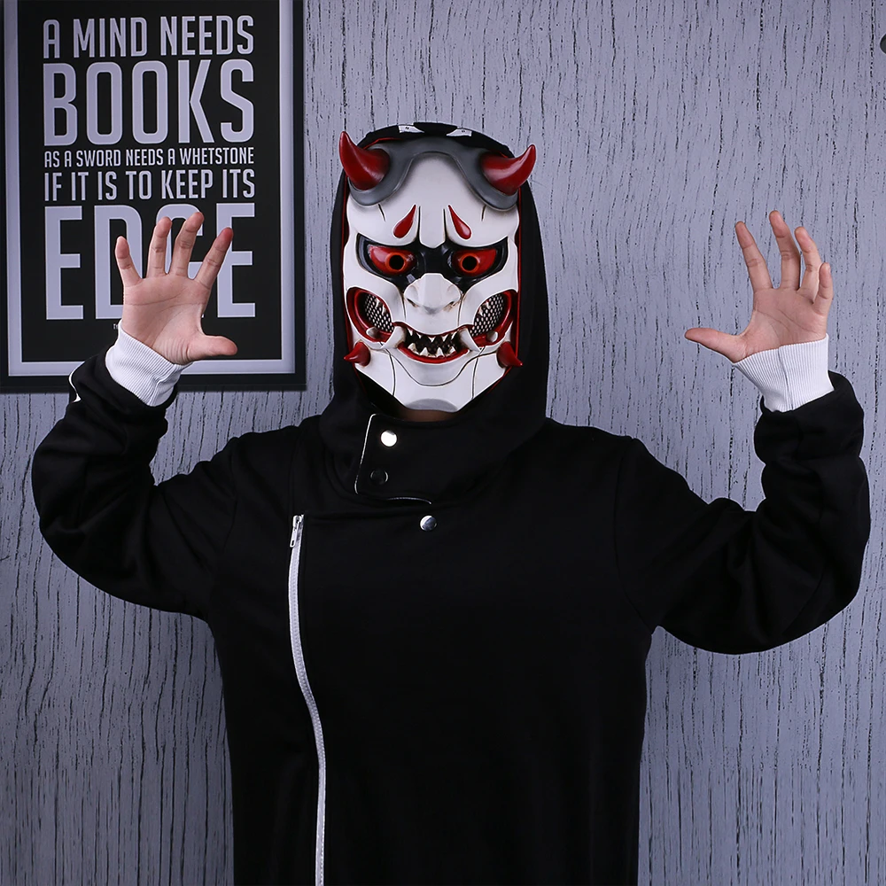 Game OW Genji Skin Oni Mask Cosplay Mask Resin  Hero Mask Prop for Halloween Party Use Gift