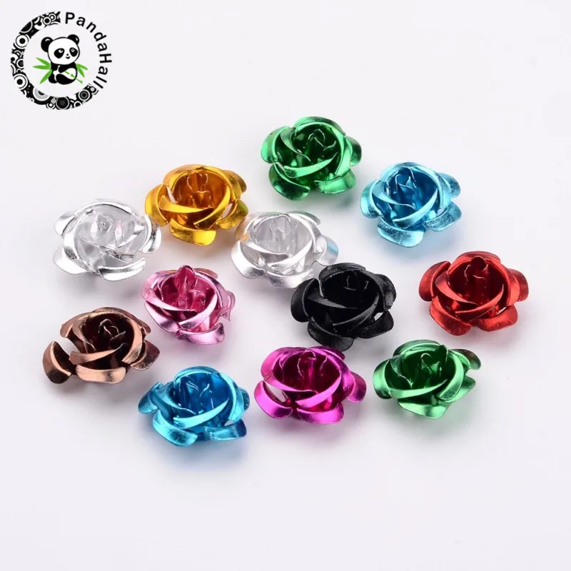 

1Bag 6mm 10mm 12mm 15mm Aluminum Metal Rose Flower Beads for Jewelry DIY Making About 950pcs/bag