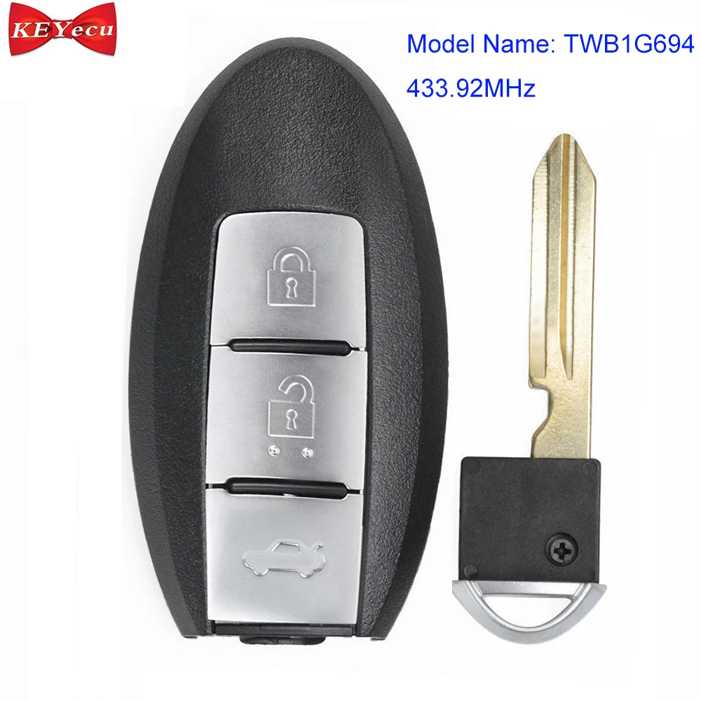 

KEYECU for Nissan Lannia 2016 Smart Remote Control Car Key Fob Model Name: TWB1G694 433.92MHz ID46 Chip