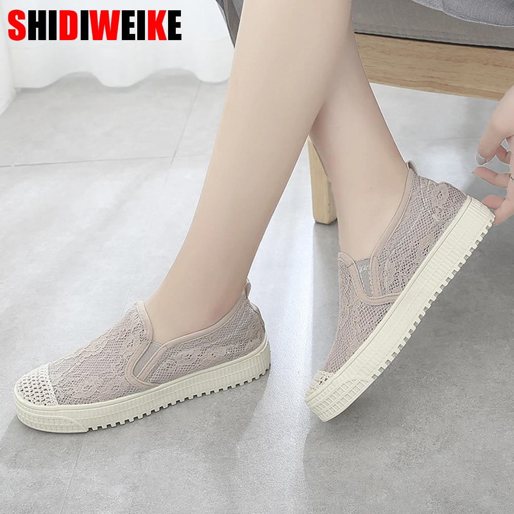 

Shallow Mouth Women Flat Shoes Solid Colors Breathable Women Mesh Shoes Thick Bottom Ultralight Women Flat shoes f695
