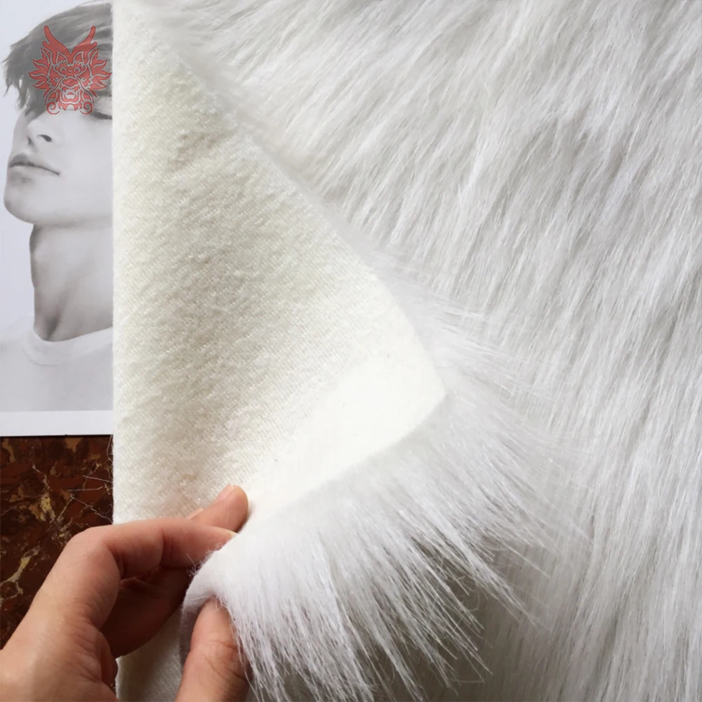 

Pink white 7cm long plush fake fur fabric for coat vest stage cosplay DIY accessories newborn photographic tissu 160*50cm SP5453