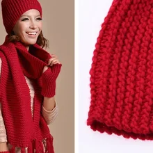 Женский вязаный головной убор ручной работы и шарф+ перчатки зимний комплект вязаные шапки воротники