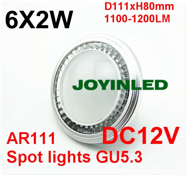 Бесплатная доставка 12 W DC12V светодиодные прожекторы встраиваемые потолок AR111 Spotlight GU5.3 Spotlight