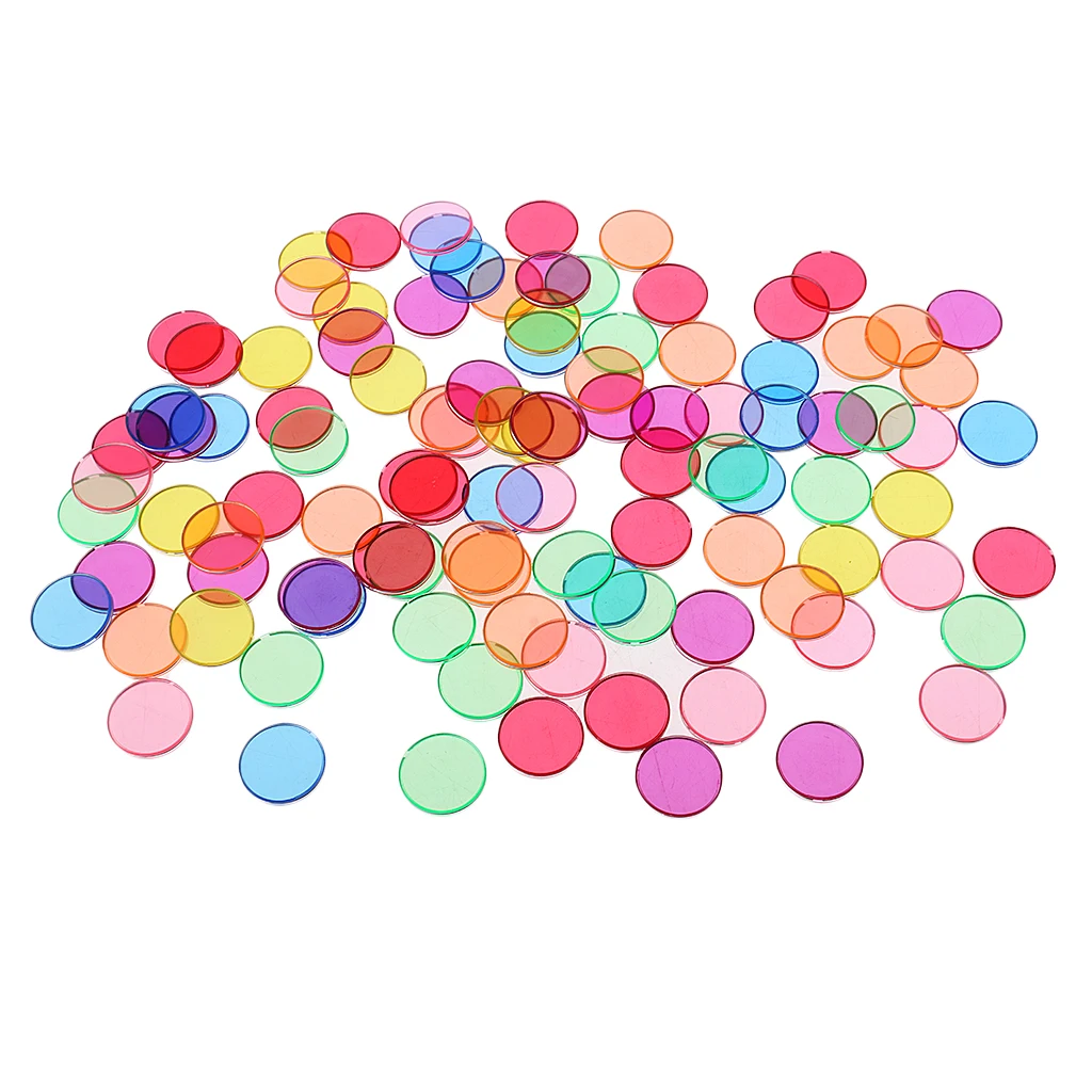 100 Pieces chips disc Colorful Metal Edge Plastic Round Chips for Scientific Magnetic Experimental Good accessory for combo  