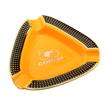 COHIBA Ceramic Cigar Ashtray Round Cigar Gadgets Portable 3 Cigar Holders Cigarette Ashtray with Gift Box валентин лакодин и cigar hall band 2019 02 08t20 30