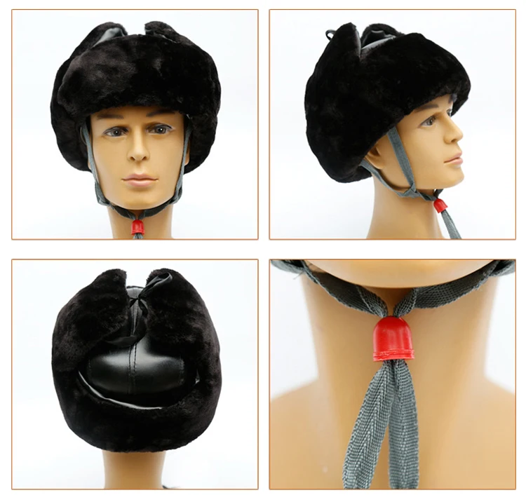 Safety Helmet Winter Warm Plush Cap Ear Face Protector ABS Shell Protective Helmets Cold resistant Anti impact Hat (8)