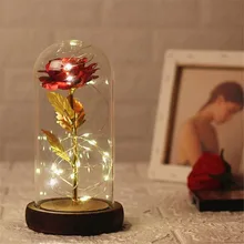 Позолоченный светодиодный светильник из розового стекла с золотым цветком, Подарочный светодиодный светильник, красивый романтический декоративный праздничный светильник# G8