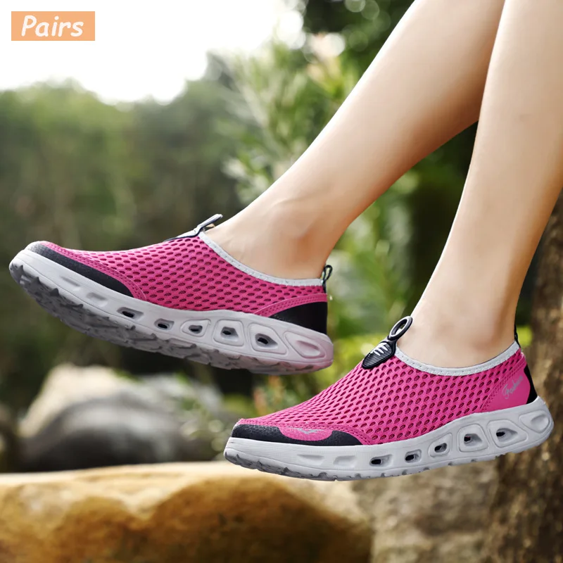 

Women Shoes 2019 Fashion Brand Mesh Shoes High Quality Breathable Slip on Summer Casual Shoes Plus Size 35-45